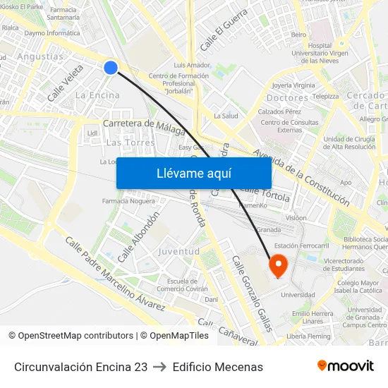 Circunvalación Encina 23 to Edificio Mecenas map