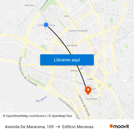 Avenida De Maracena, 109 to Edificio Mecenas map