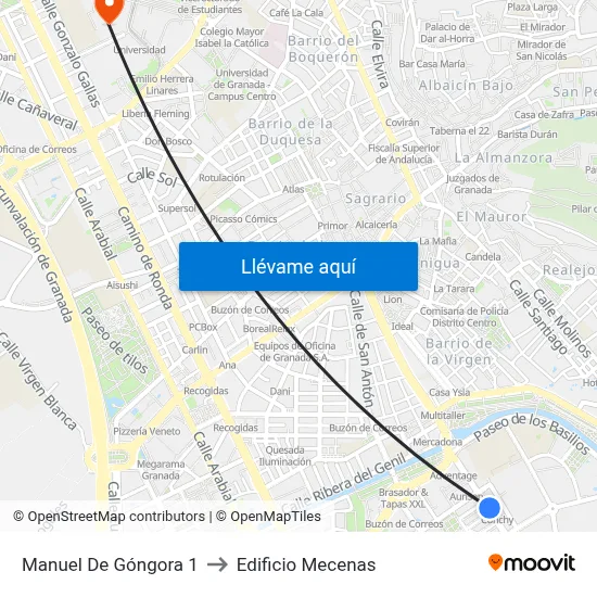 Manuel De Góngora 1 to Edificio Mecenas map