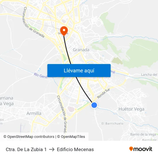 Ctra. De La Zubia 1 to Edificio Mecenas map