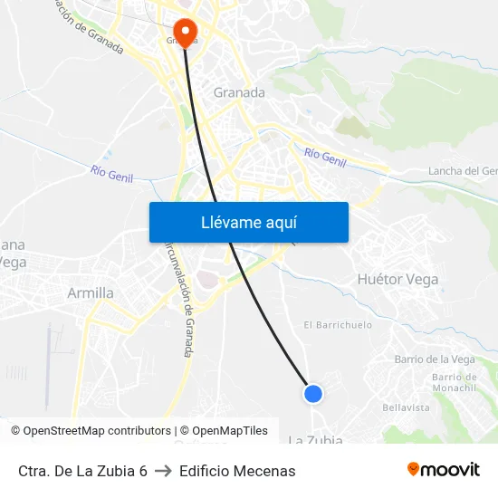 Ctra. De La Zubia 6 to Edificio Mecenas map