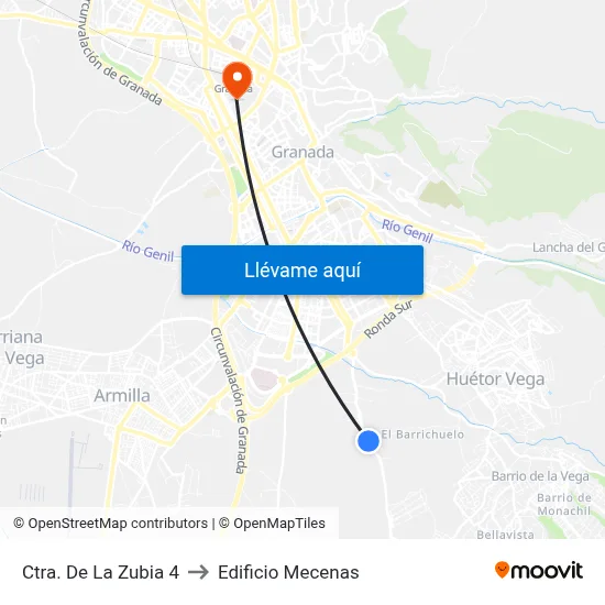 Ctra. De La Zubia 4 to Edificio Mecenas map