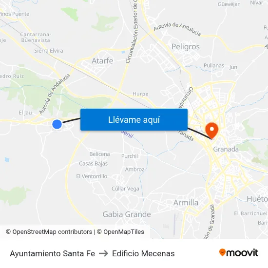 Ayuntamiento Santa Fe to Edificio Mecenas map