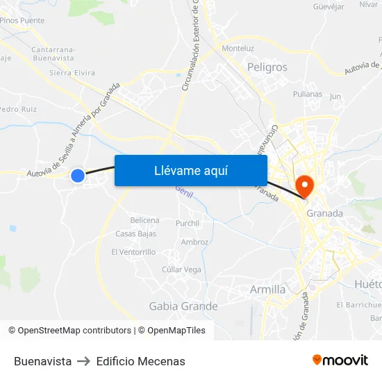 Buenavista to Edificio Mecenas map