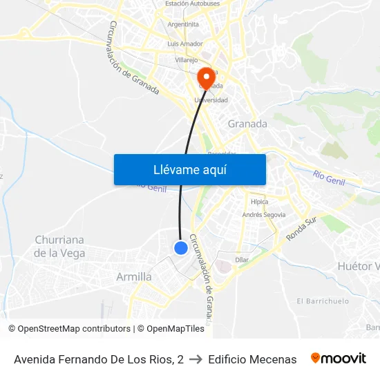 Avenida Fernando De Los Rios, 2 to Edificio Mecenas map