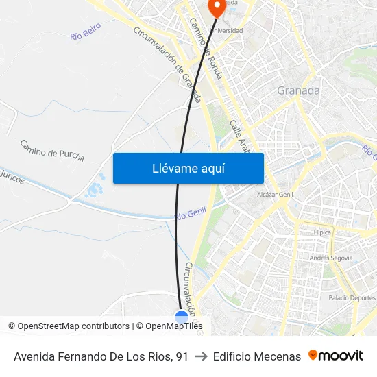 Avenida Fernando De Los Rios, 91 to Edificio Mecenas map