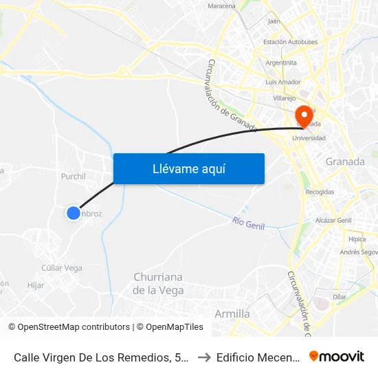 Calle Virgen De Los Remedios, 558 to Edificio Mecenas map