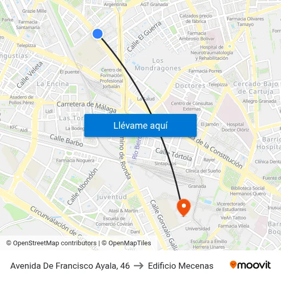 Avenida De Francisco Ayala, 46 to Edificio Mecenas map