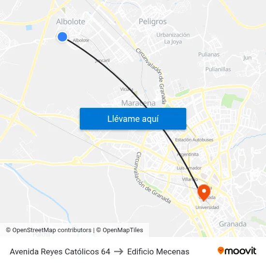 Avenida Reyes Católicos 64 to Edificio Mecenas map