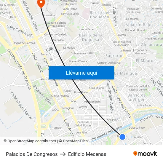 Palacios De Congresos to Edificio Mecenas map