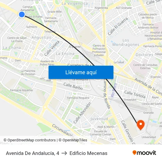 Avenida De Andalucía, 4 to Edificio Mecenas map