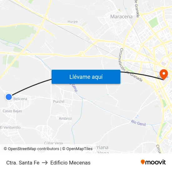 Ctra. Santa Fe to Edificio Mecenas map