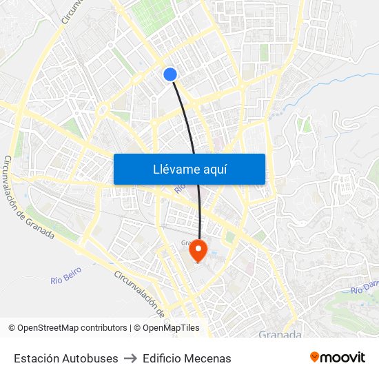 Estación Autobuses to Edificio Mecenas map