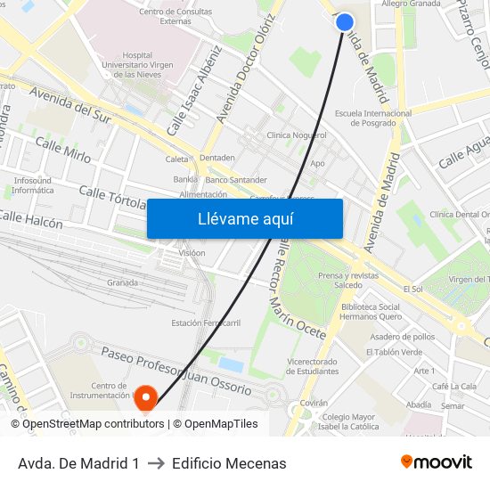 Avda. De Madrid 1 to Edificio Mecenas map