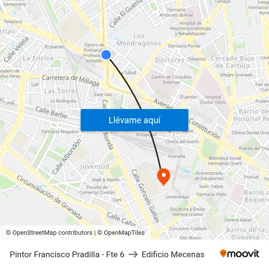 Pintor Francisco Pradilla - Fte 6 to Edificio Mecenas map