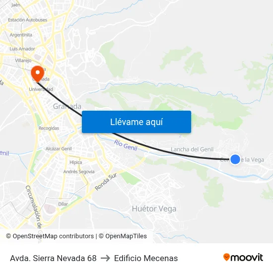 Avda. Sierra Nevada 68 to Edificio Mecenas map