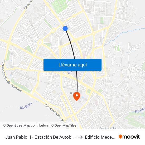 Juan Pablo II - Estación De Autobuses to Edificio Mecenas map