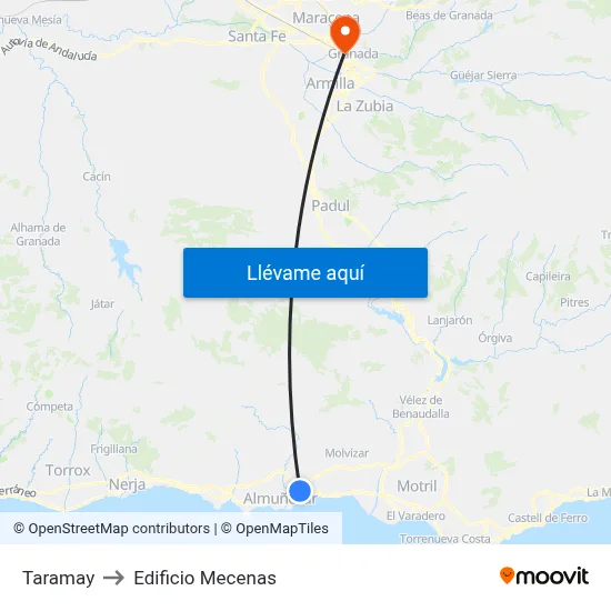 Taramay to Edificio Mecenas map