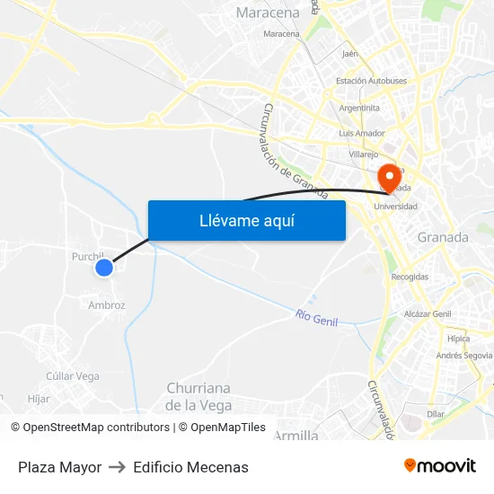 Plaza Mayor to Edificio Mecenas map