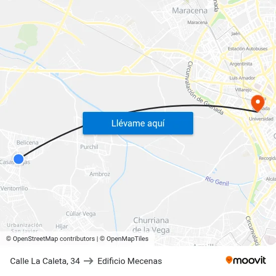 Calle La Caleta, 34 to Edificio Mecenas map