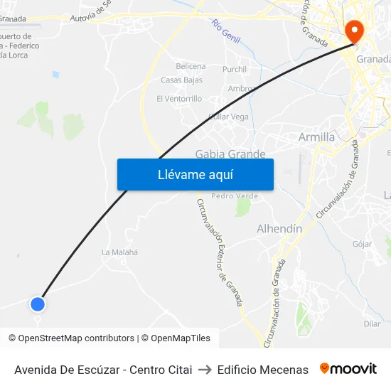 Avenida De Escúzar - Centro Citai to Edificio Mecenas map