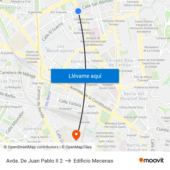 Avda. De Juan Pablo II 2 to Edificio Mecenas map