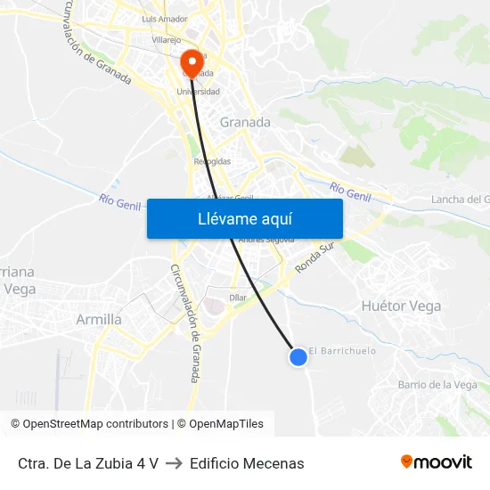 Ctra. De La Zubia 4 V to Edificio Mecenas map