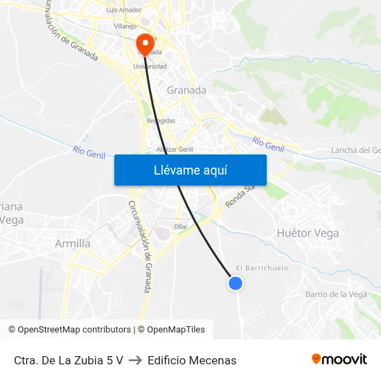 Ctra. De La Zubia 5 V to Edificio Mecenas map