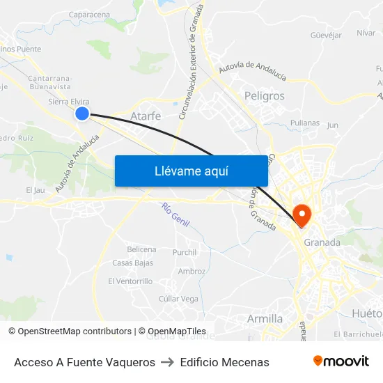 Acceso A Fuente Vaqueros to Edificio Mecenas map