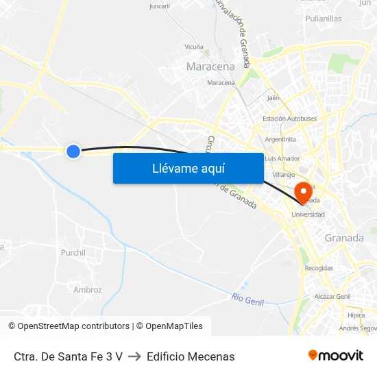 Ctra. De Santa Fe 3 V to Edificio Mecenas map