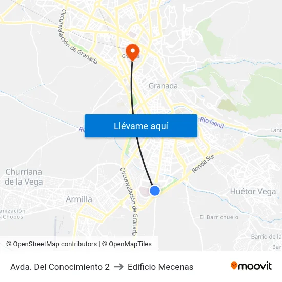 Avda. Del Conocimiento 2 to Edificio Mecenas map