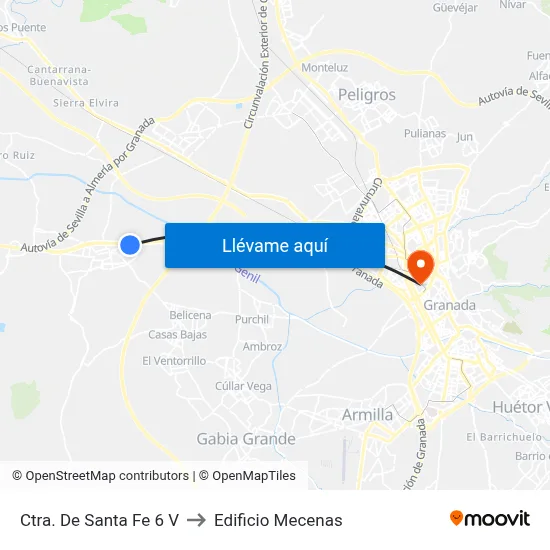 Ctra. De Santa Fe 6 V to Edificio Mecenas map