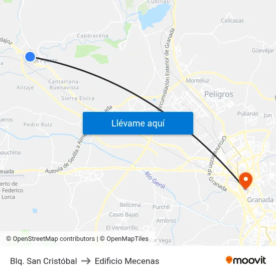 Blq. San Cristóbal to Edificio Mecenas map