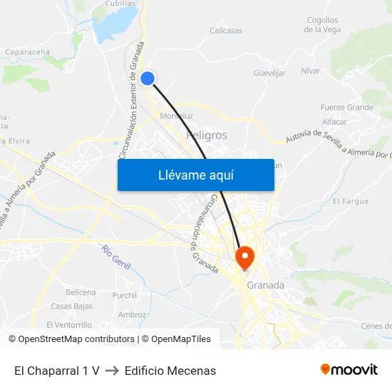 El Chaparral 1 V to Edificio Mecenas map