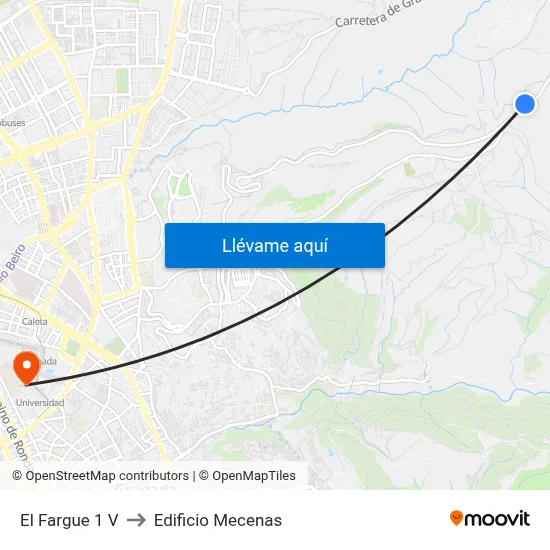 El Fargue 1 V to Edificio Mecenas map