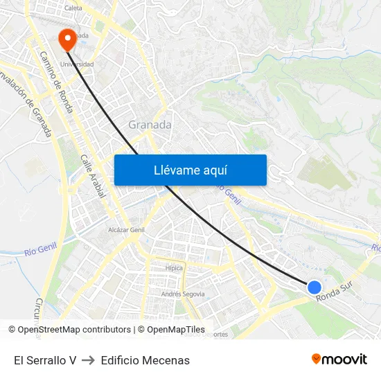 El Serrallo V to Edificio Mecenas map