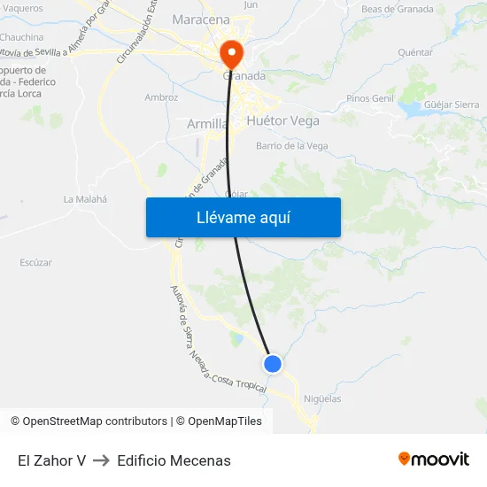 El Zahor V to Edificio Mecenas map