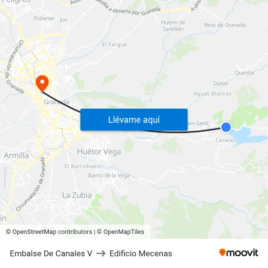 Embalse De Canales V to Edificio Mecenas map