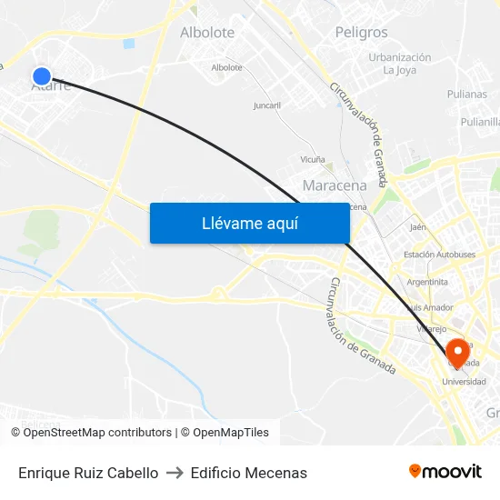 Enrique Ruiz Cabello to Edificio Mecenas map