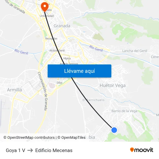 Goya 1 V to Edificio Mecenas map