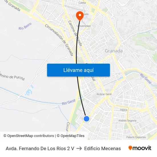 Avda. Fernando De Los Ríos 2 V to Edificio Mecenas map