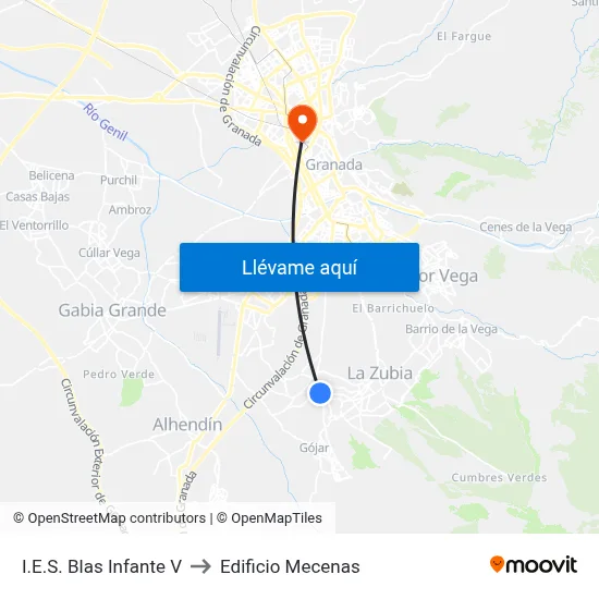 I.E.S. Blas Infante V to Edificio Mecenas map