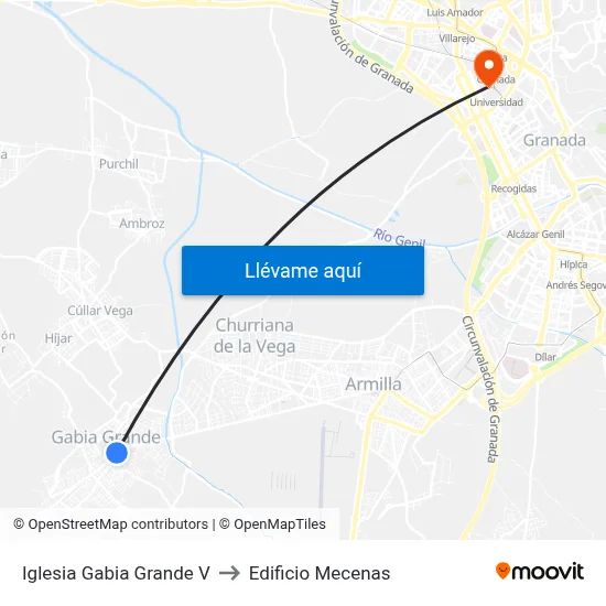 Iglesia Gabia Grande V to Edificio Mecenas map