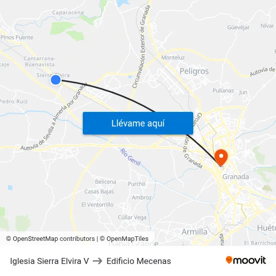 Iglesia Sierra Elvira V to Edificio Mecenas map