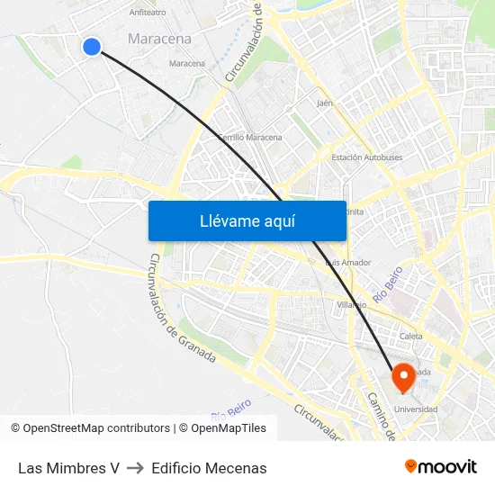 Las Mimbres V to Edificio Mecenas map