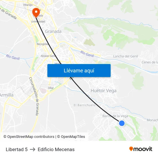 Libertad 5 to Edificio Mecenas map