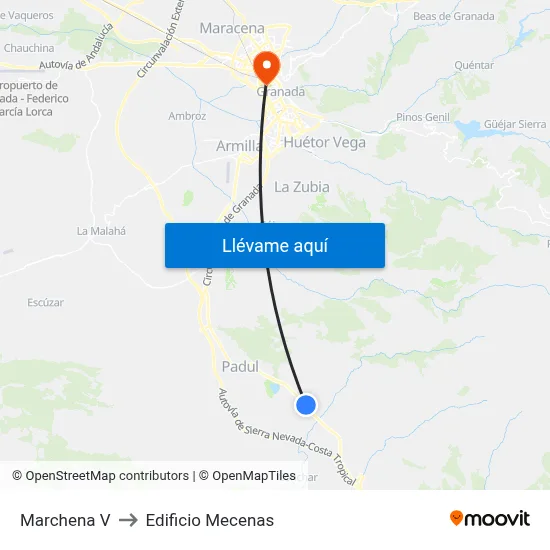 Marchena V to Edificio Mecenas map