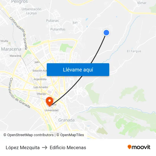 López Mezquita to Edificio Mecenas map