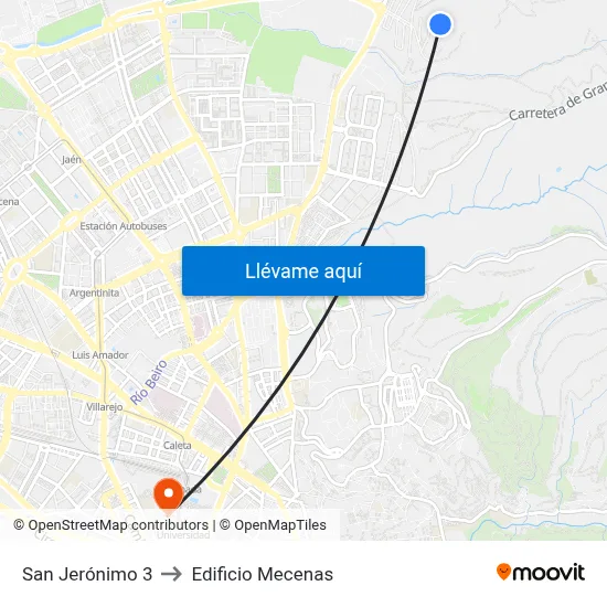 San Jerónimo 3 to Edificio Mecenas map