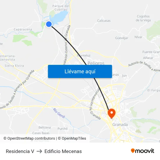 Residencia V to Edificio Mecenas map